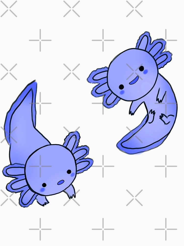 Blue cute axolotls by Mayarart