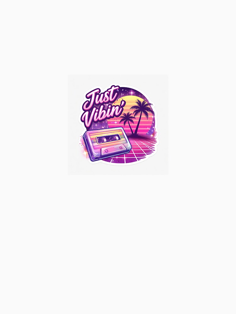 Just Vibin’ Vaporwave Sticker | 80s Retro Synthwave Aesthetic Sunset by SparkVault