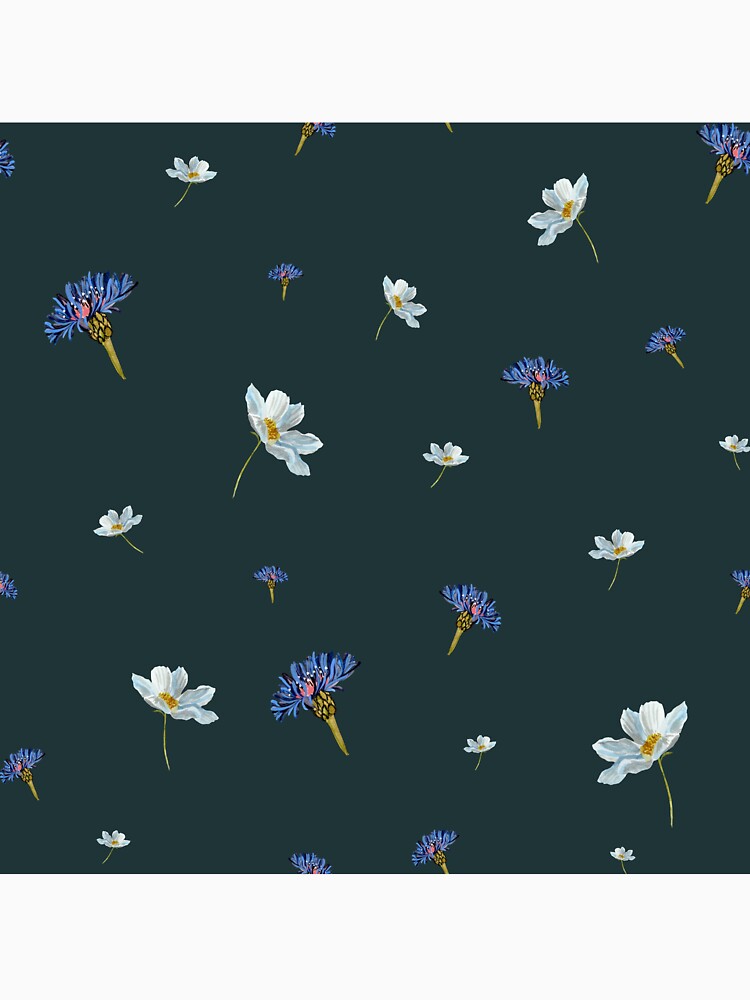 Flower blue daisy pattern seamless a watercolor blue by Yana Mustafina | Boho Soulful Designs