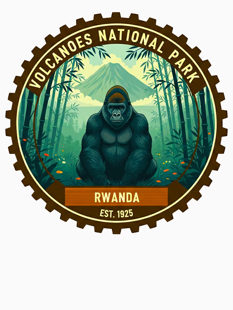 Volcanoes National Park Rwanda Vintage Mountain Gorilla Safari by MT-Hub | Cute Aesthetic Art, Stickers & Phone Cases