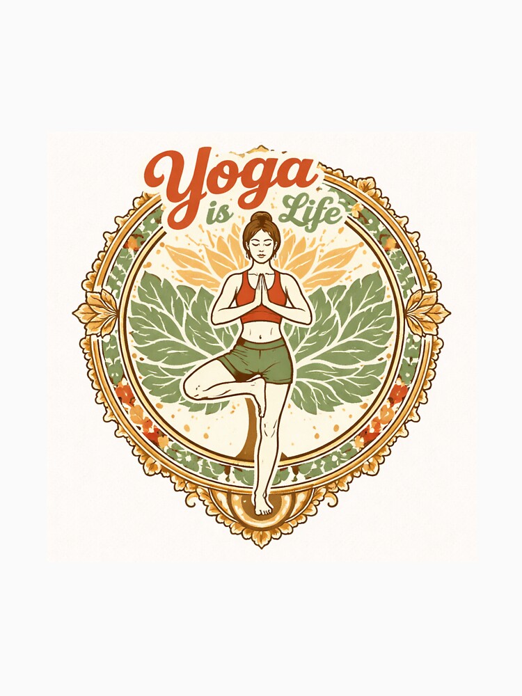 Vintage Yoga Is Life Tree Pose Mandala – Boho Minimalist Line Art Woman – Spiritual Wellness Aesthetic T-Shirt by VINTAGEPUNTEES
