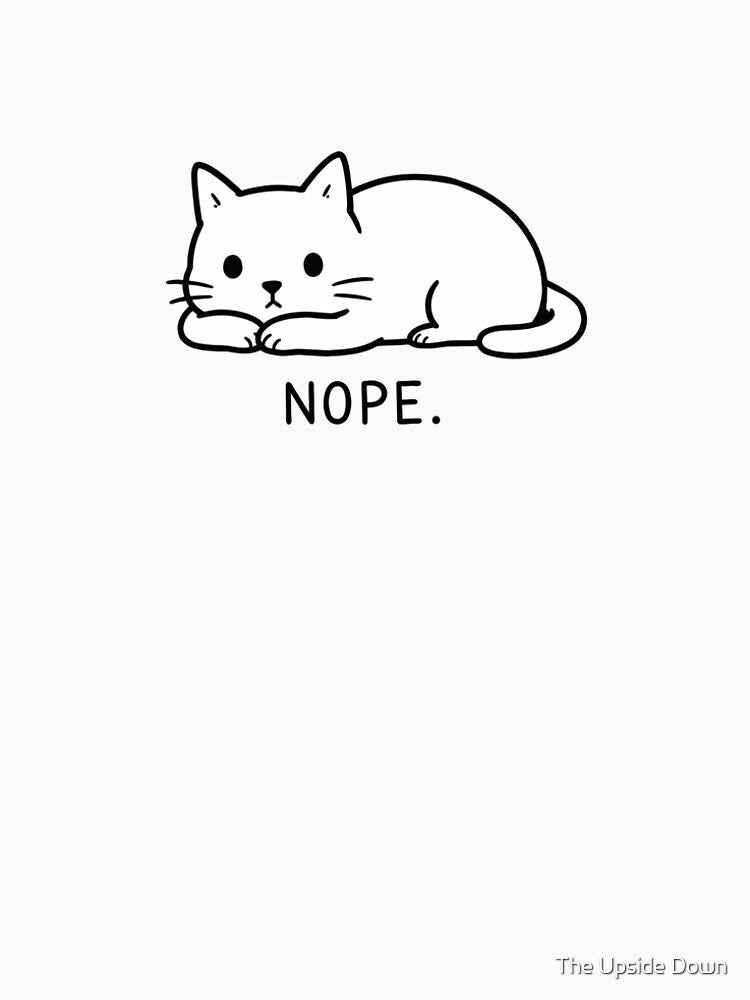 Nope Funny Cute Cat Loaf Minimalist Line Art Graphic by The Upside Down