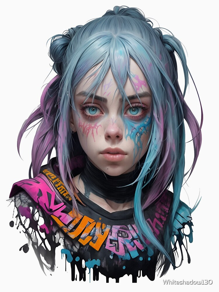 Cyberpunk Graffiti Girl – Futuristic Portrait with Neon Accents & Street Art Aesthetic by Whiteshadow130