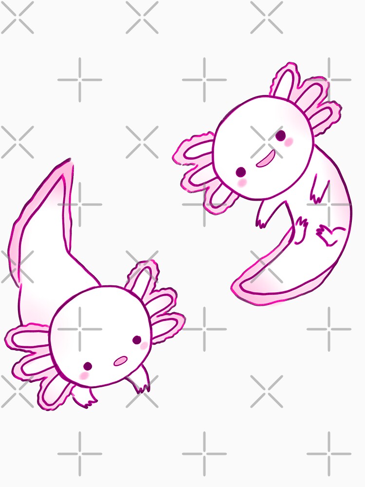 White cute axolotls by Mayarart