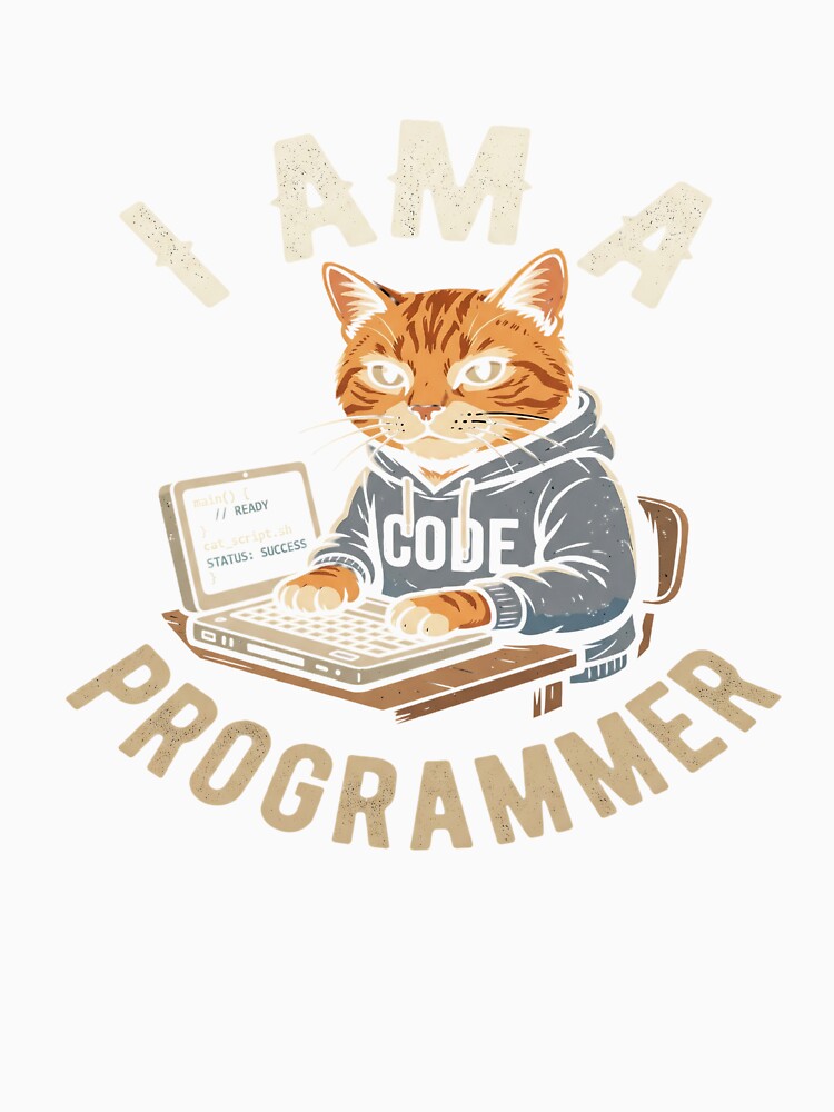I Am A Programmer Cat — Funny Coding Cat Hoodie Vintage Tee for Software Developers by NUVYStudio