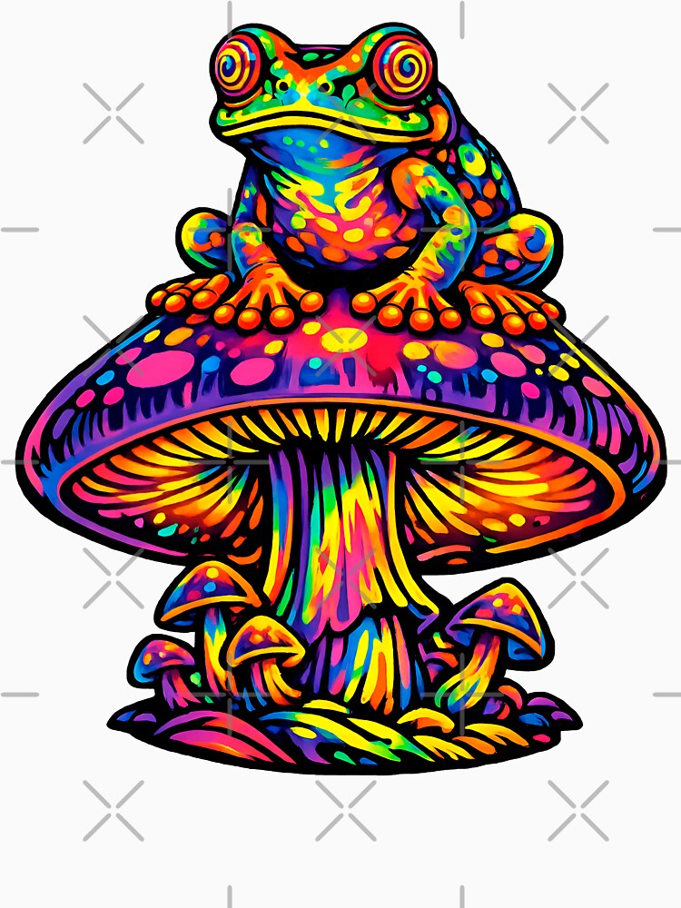 Psychonaut Frog - Psychedelic Cosmic Toad on Trippy Mushroom by RustedToad