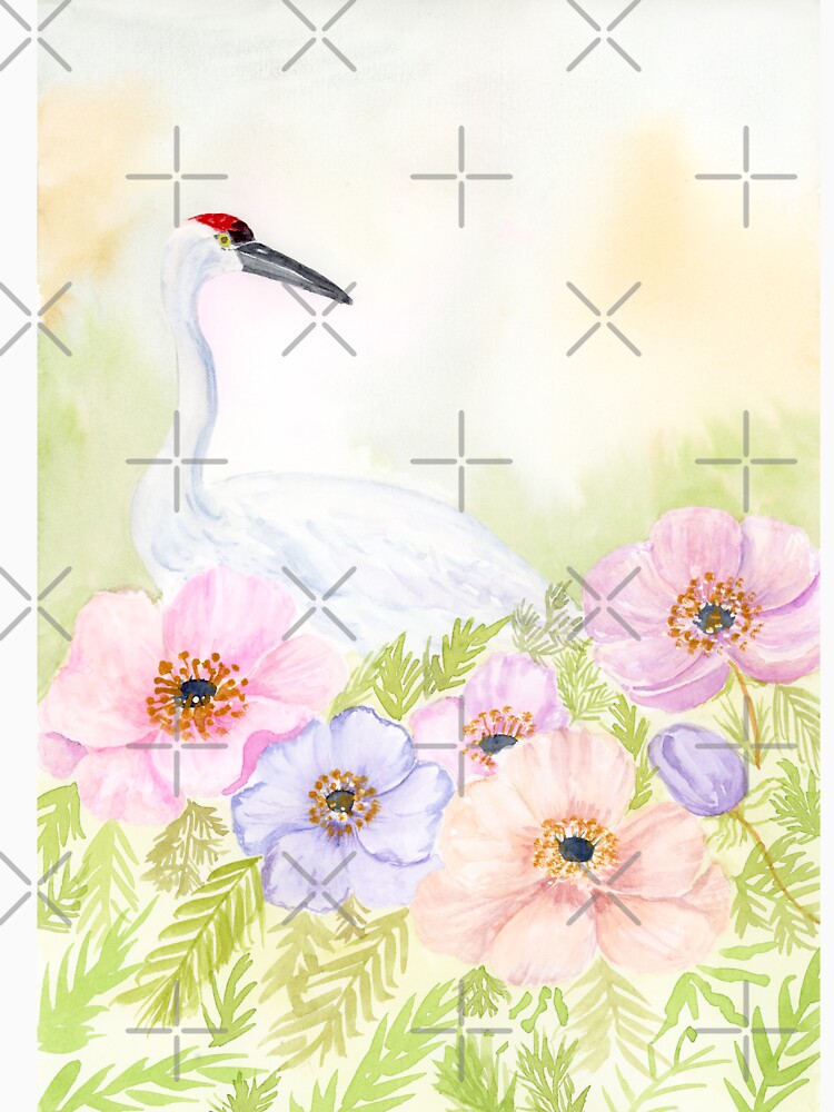 Whooping Crane with Anemones by daphsam