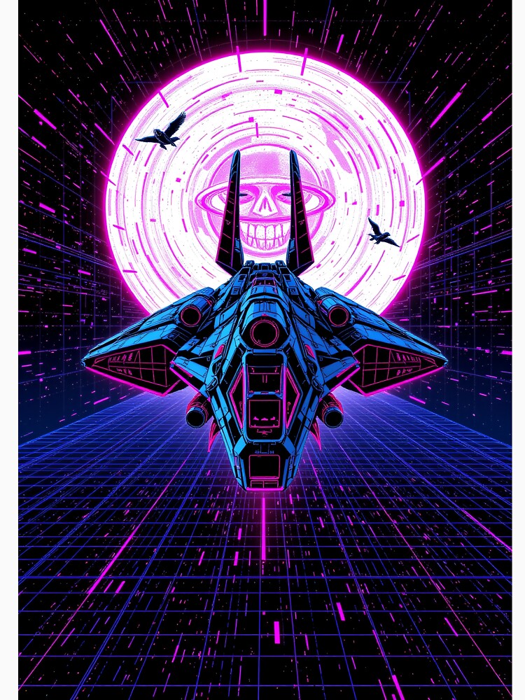 Synthwave Spaceship - Retro Neon Space Art by dosuki Store