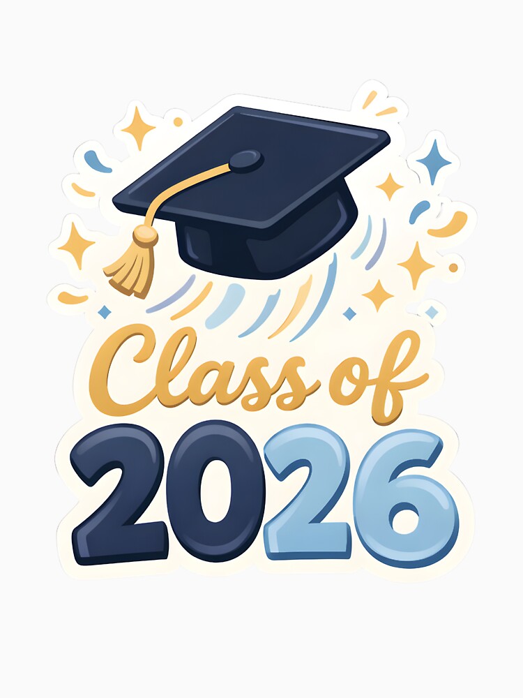 Class of 2026 Graduation Cap Sticker with Confetti Celebration Design by FestivityFinds