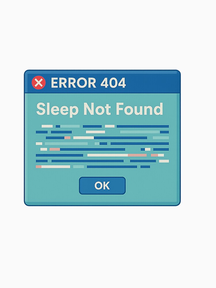 Error 404: Sleep Not Found – Funny Coding Meme Design for Programmers & Students by DJCApparel