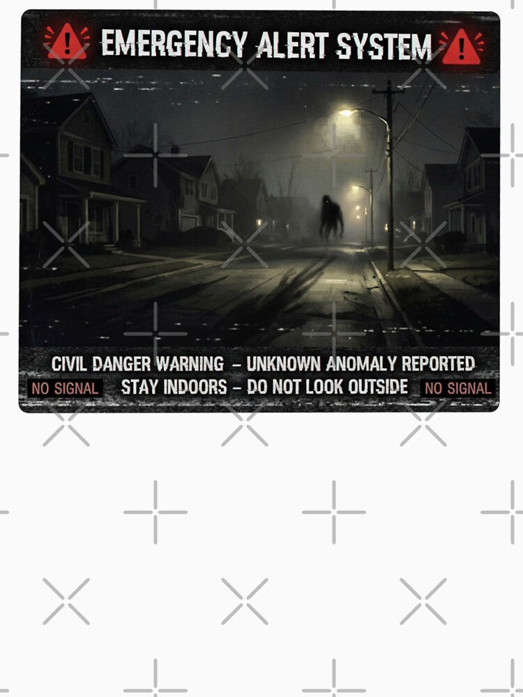 Emergency Alert System Horror – Analog Surveillance Anomaly Warning Design by PLUSHIWORLDtm