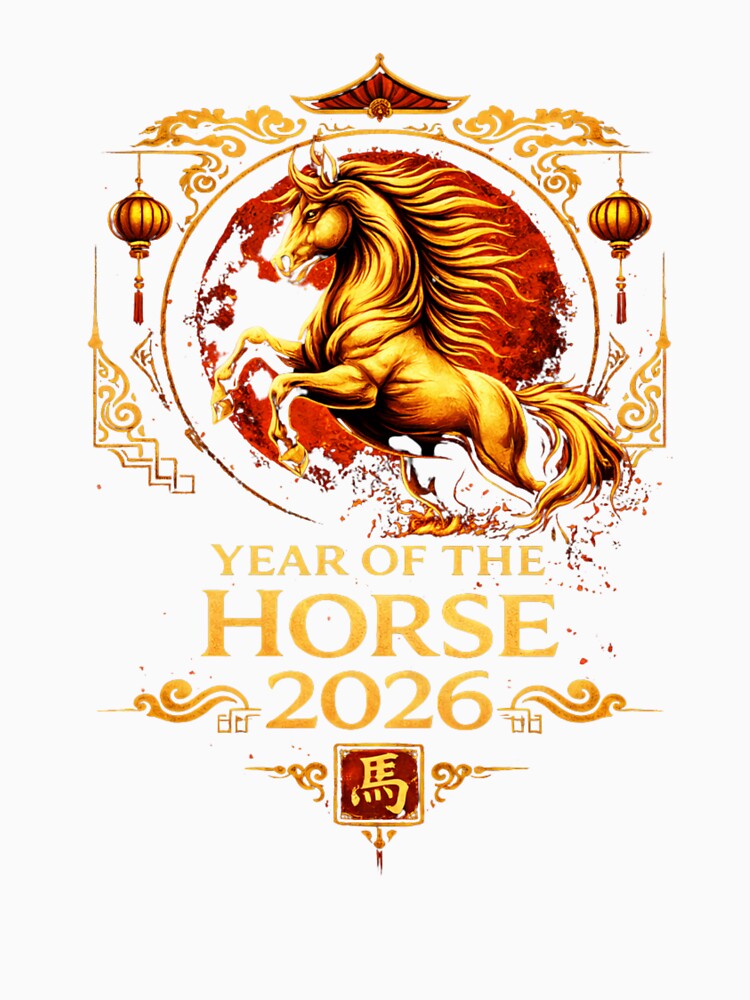 Year of the Horse 2026 Chinese New Year Shirt – Gold Zodiac Horse Lunar New Year Gift by smilup