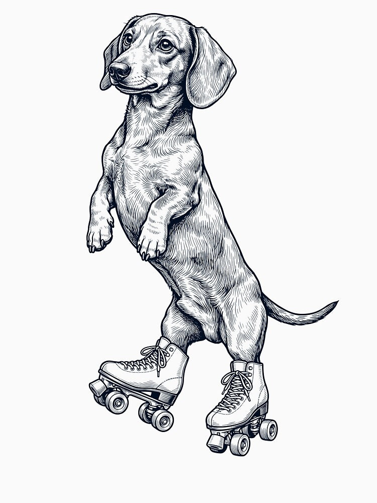 Vintage Dachshund Roller Skate Dog Mom Dad Lover by TerryConnells