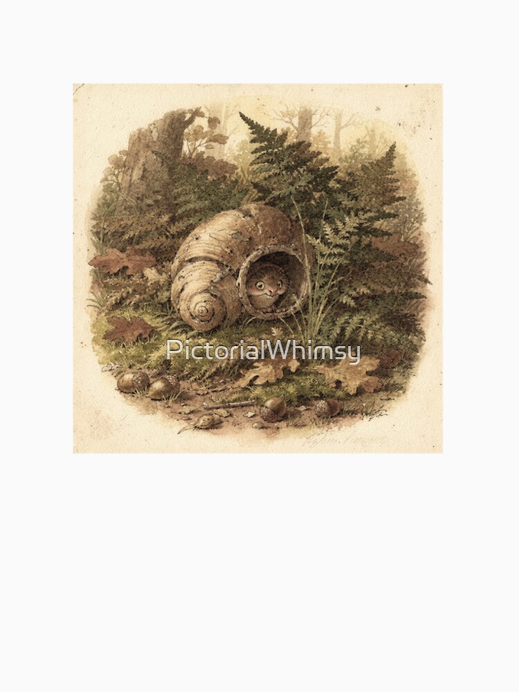 Snail-Shell Hermit Peeking Through Ferns by PictorialWhimsy
