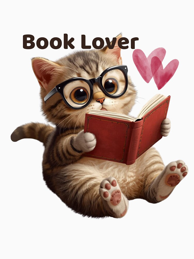 Cute Book Lover Cat Reading Book Kawaii Cat by INDEEDME
