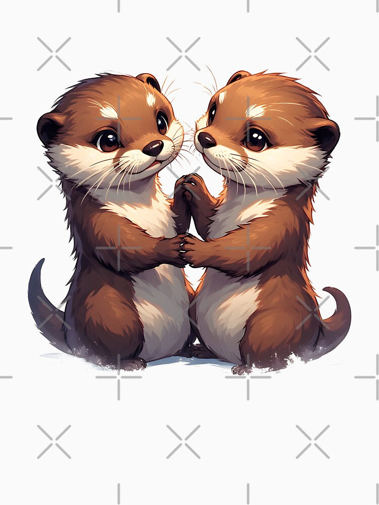 Significant Otters Cute Romantic Hand Holding by owi-art