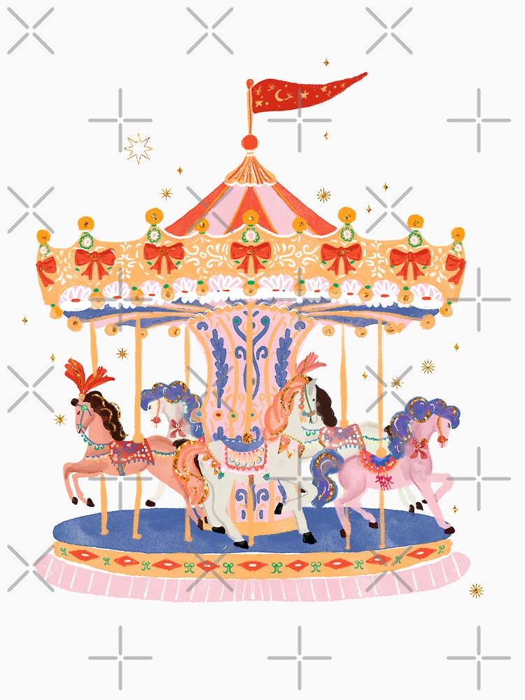 Whimsical Carousel Ride Illustration – Playful Vintage Charm by AKart19