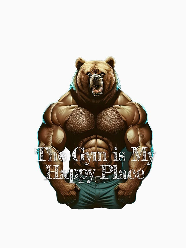The Gym is My Happy PlaceDesignBodybuilding Fitness Gym Workout Exercise Merch Print Design by tengamerx