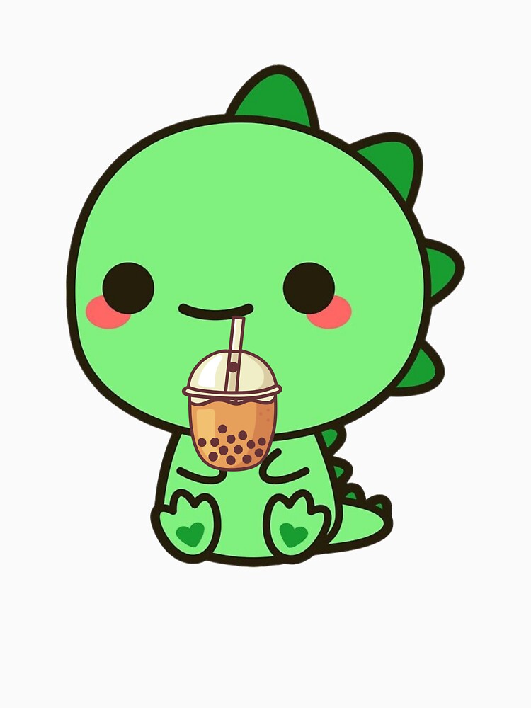 Dinosaur Boba | Kawaii Dino Drinking Bubble Milk Tea | by Jeleedesigns