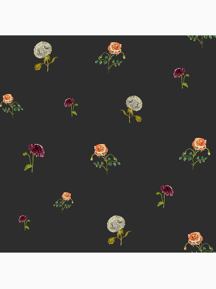 Dahlia hydrangea rose pattern cute a watercolor grey by Yana Mustafina | Boho Soulful Designs