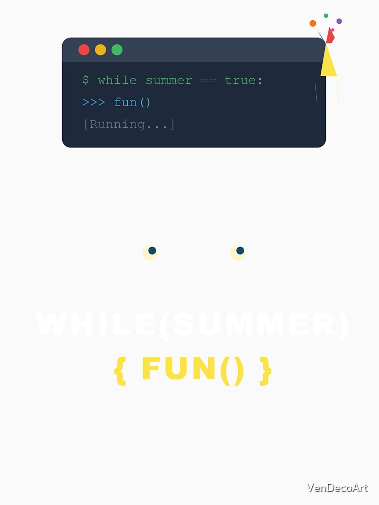 School Out For Summer 2026 – While(Summer) Fun() Coding Gamer Shirt by VenDecoArt