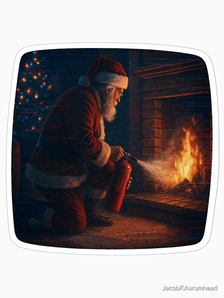Glitched Xmas CRT – Santa by the Fireplace – Analog Glitch Nostalgia by JacobKAurumhead