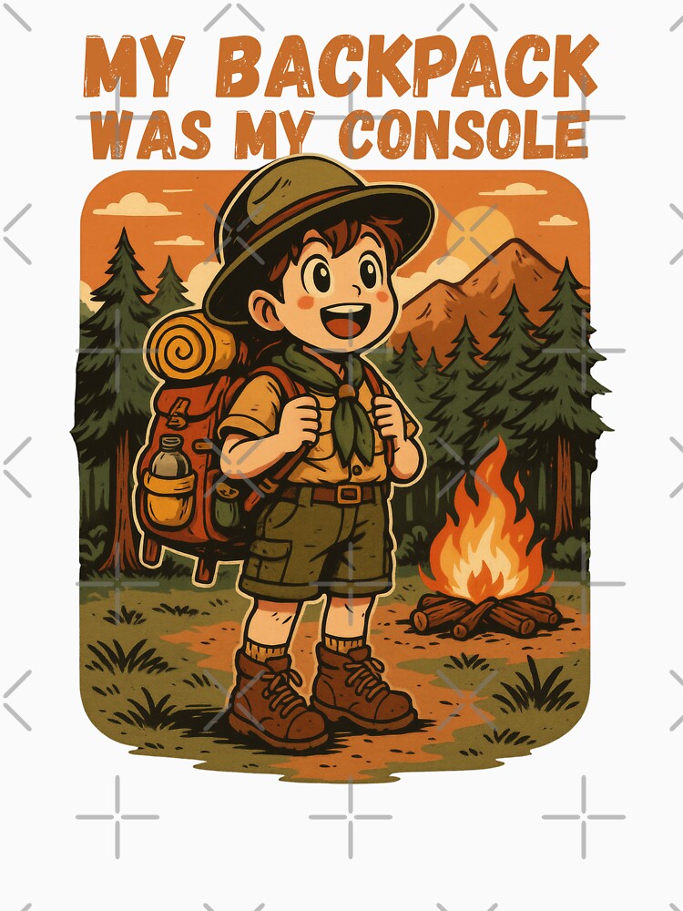 My Backpack Was My Console – Retro Anime Camping Shirt | Gifts for Outdoor Gamers by NicoDesignArt