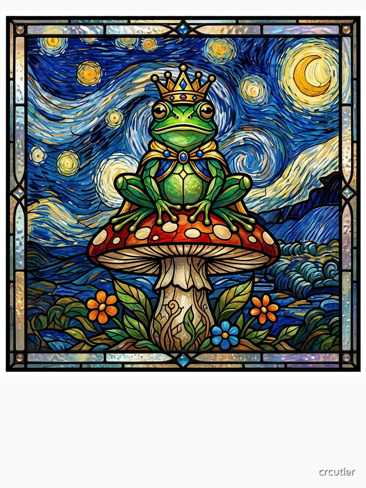 Van Gogh Stained Glass Frog Prince on Mushroom by crcutler