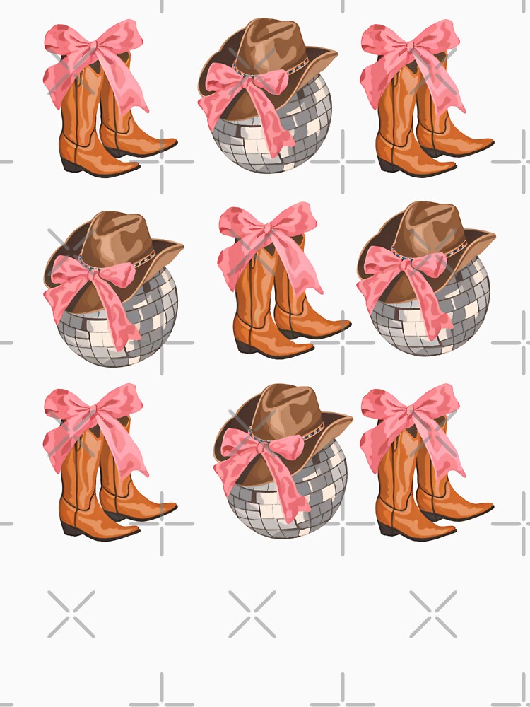 Retro Cowgirl Boots and Disco Ball Pattern by Charlietule