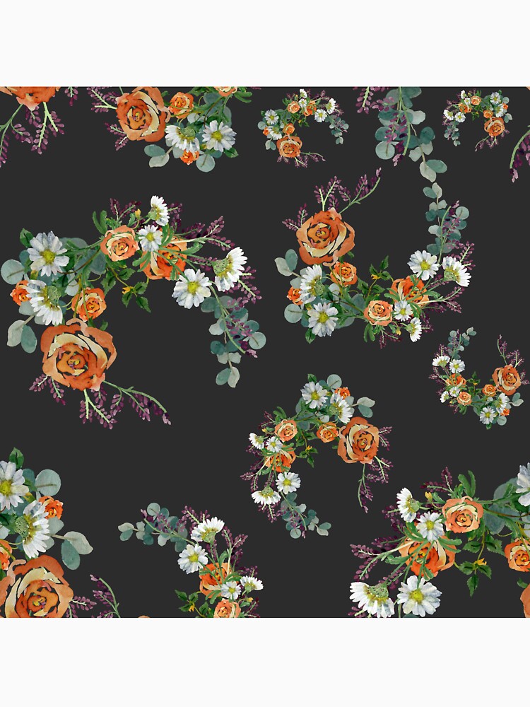 Flower rose daisy branch pattern a watercolor grey by Yana Mustafina | Boho Soulful Designs