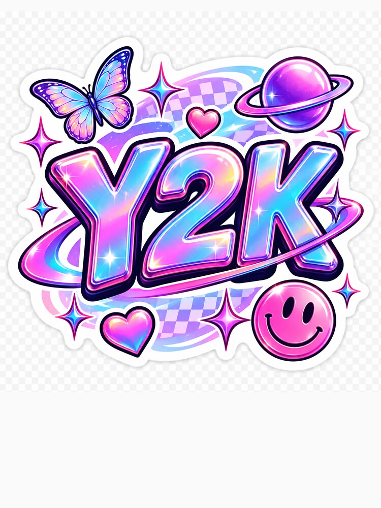 Y2K Aesthetic Chrome Retro 2000s Holographic Cute Vaporwave Design by MR4me