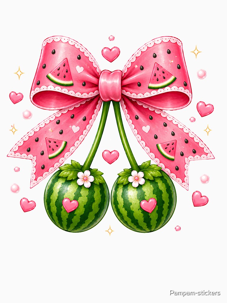 Kawaii Watermelon Bow Cute Coquette by Pampam-stickers