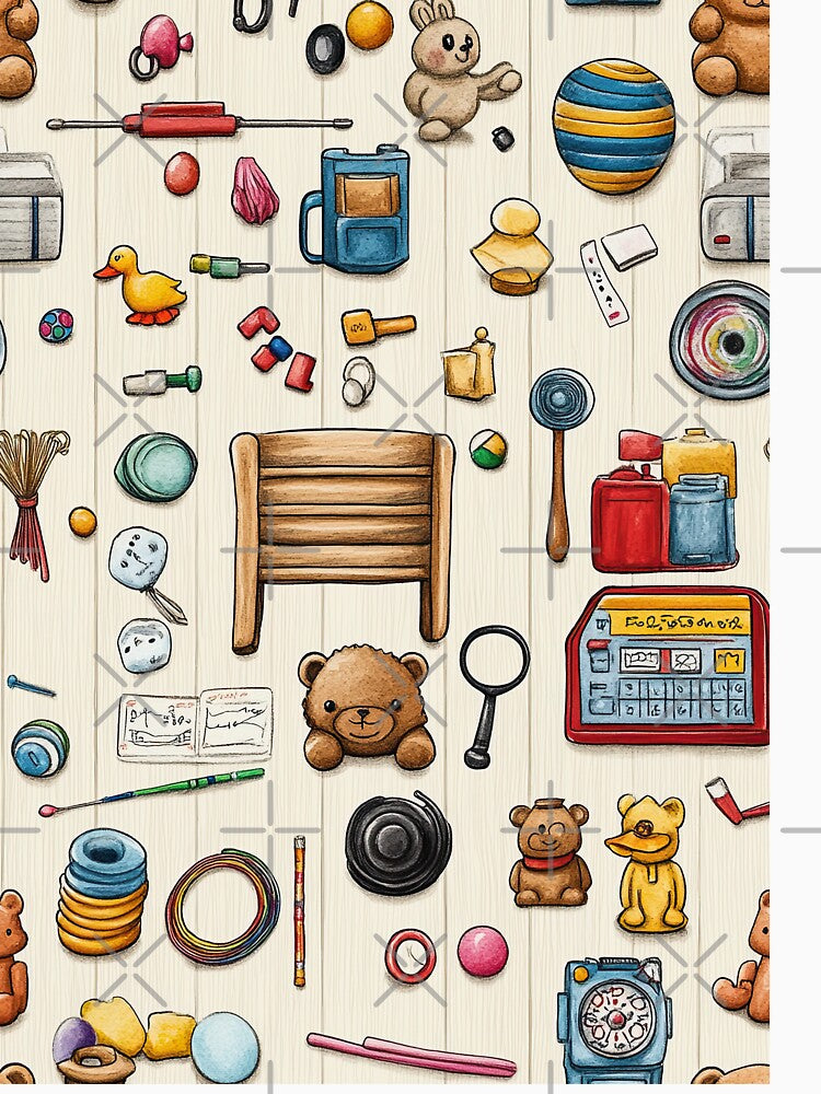 Delicate Collection of Toys on Pale Wood by Piotrek0001
