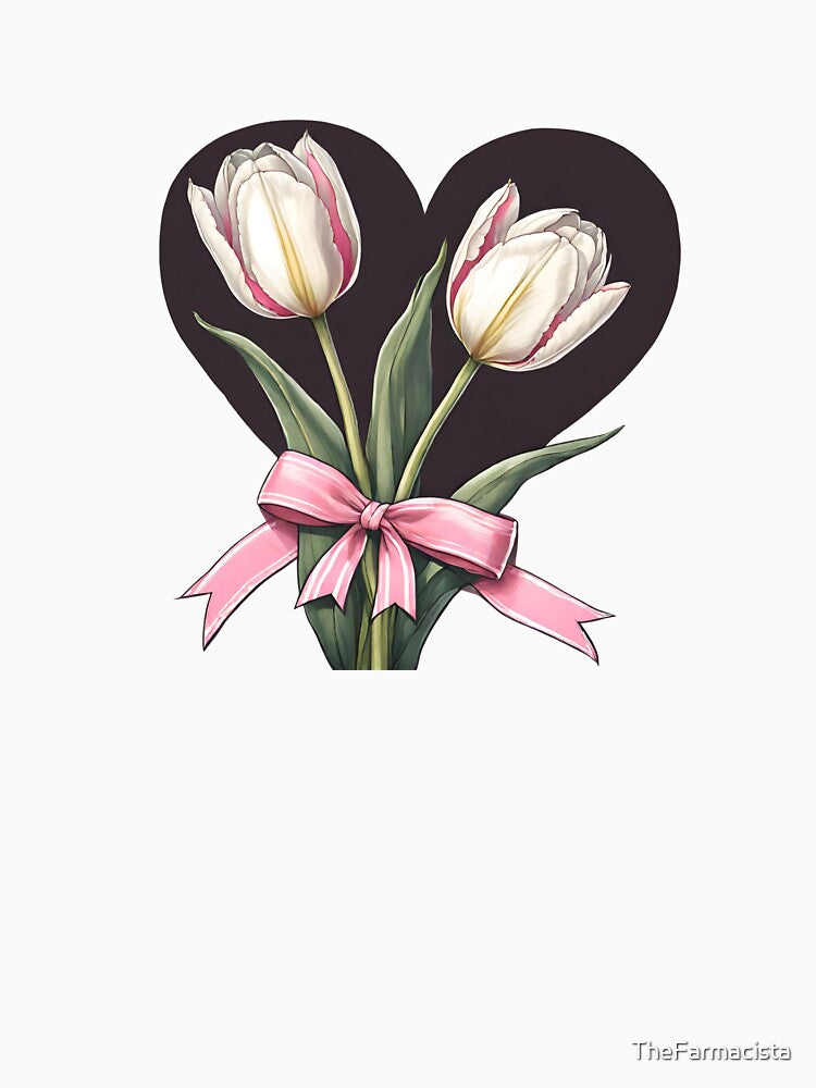 coquette vintage tulip with pink ribbon bow by TheFarmacista