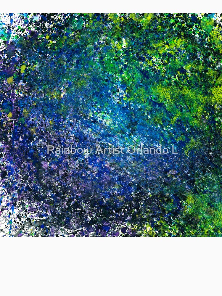 Our Earth Is Always Breathing #533 Original Hand-painted Abstract Painting Detail 2 In Blue Green Purple Earth Tones Inspired By Gaia Mother Nature Spring Summer Rainforest Aquatic Plants Boho Pattern by Rainbow Artist Orlando L