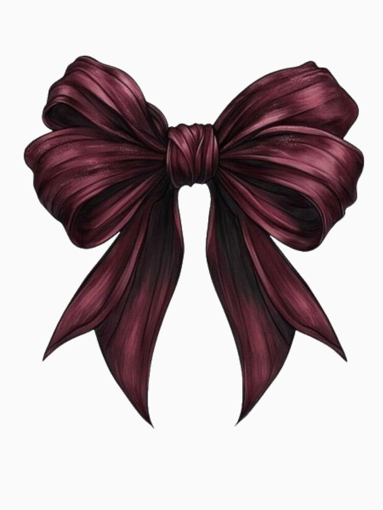 Burgundy Satin Bow – Coquette Aesthetic Design by FloraMyst