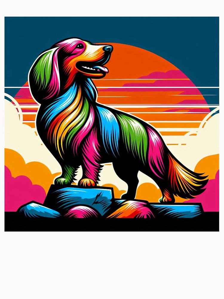 Neon Dachshund – Retro Sunset Design by Dogandesighn