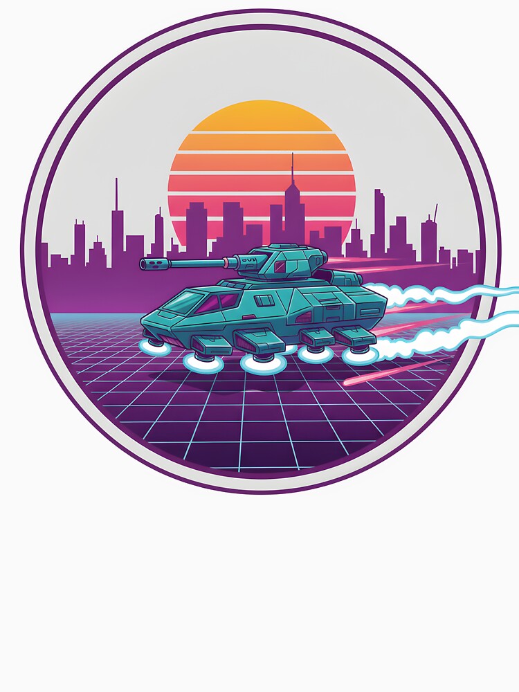 Retro Futuristic Hover Tank Neon Sunset Cyberpunk Style. by The-T-In-Retro