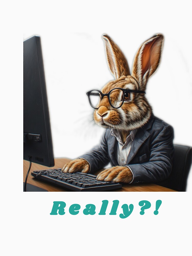 Reallly?! a Geek Bunny gift, for the animal lover and computer geek by PiperParrot