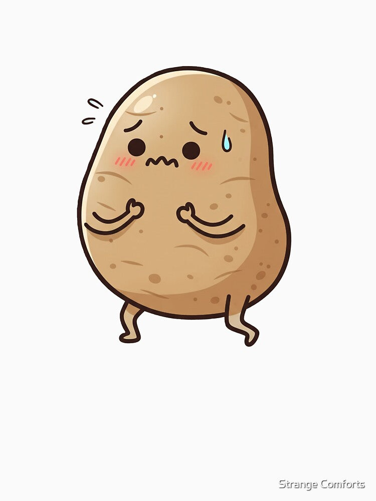 Worried Potato – Funny Anxiety Mascot Art Purple by Strange Comforts