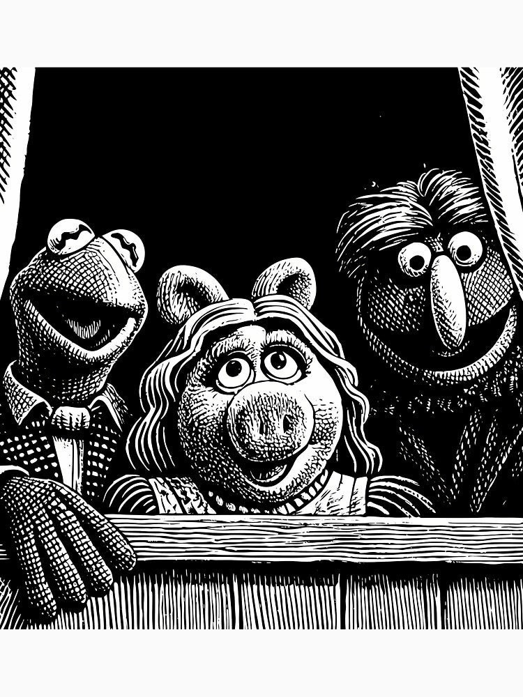 Iconic Puppet Trio in Monochrome Style by ART ATTACK ZONE