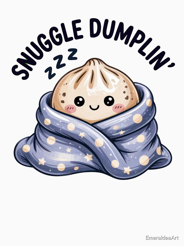 Snuggle Dumplin' – Cozy Sleeping Kawaii Dumpling Design by EmeraldeaArt