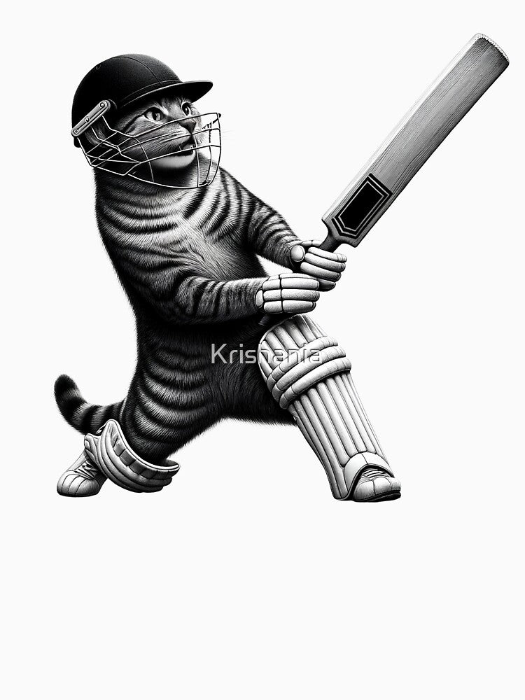 Vintage Cat Playing Cricket Kitten Lover Cricket Player by Kimberley King Art  King Art