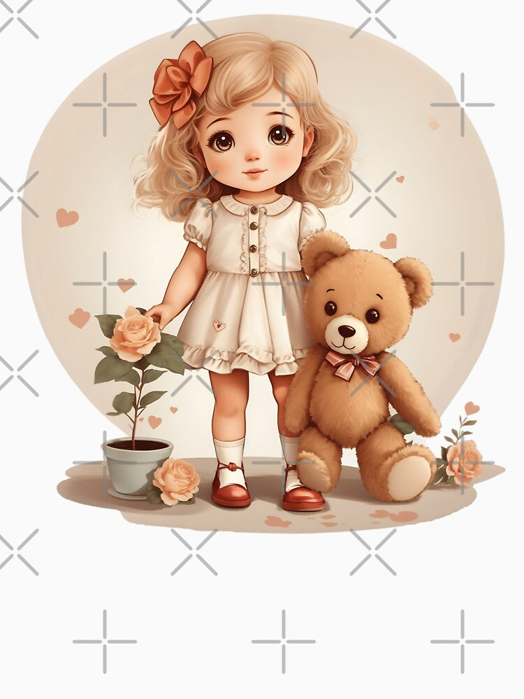 Girl and Teddy Bear by Neranchara