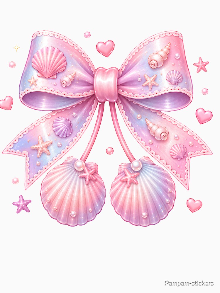 Kawaii Seashell Bow Cute Mermaid Coquette by Pampam-stickers