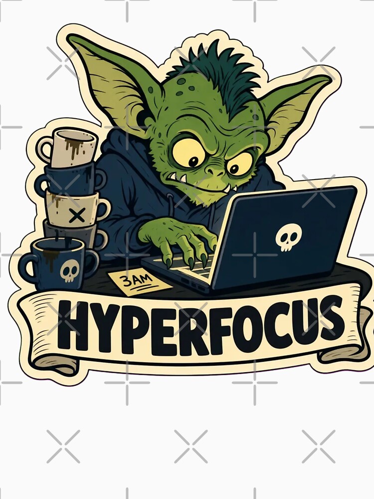 Hyperfocus Gremlin | Cute ADHD Creature Neurodivergent Doodle by StickyGuys