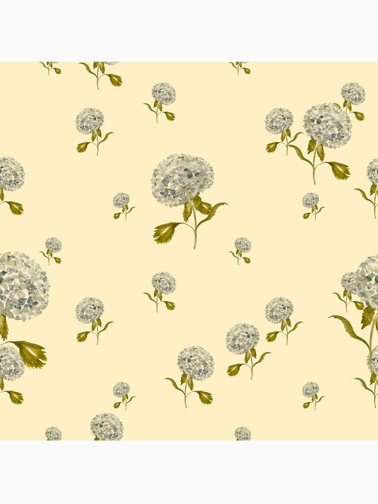 Hydrangea flower cute ornate pattern a watercolor beige by Yana Mustafina | Boho Soulful Designs