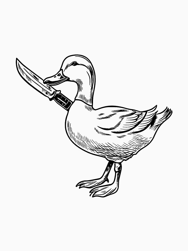 Duck with a Knife Line Drawing by GeoSketchWear