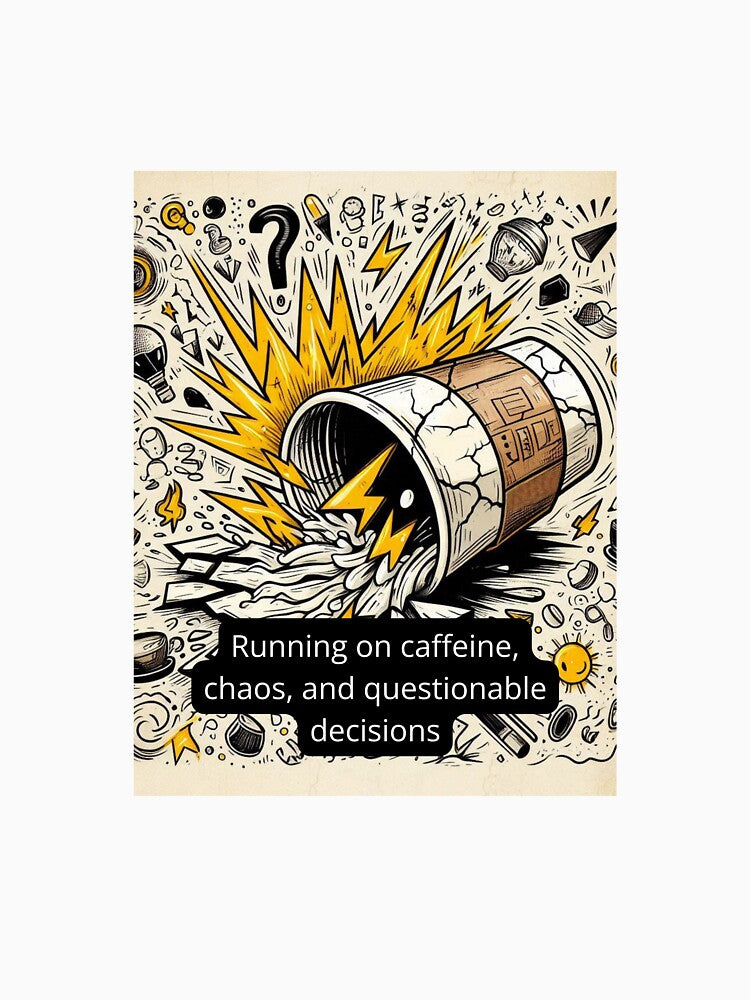 Running on Caffeine Chaos and Questionable Decisions – Funny Coffee Quote by PluralAF