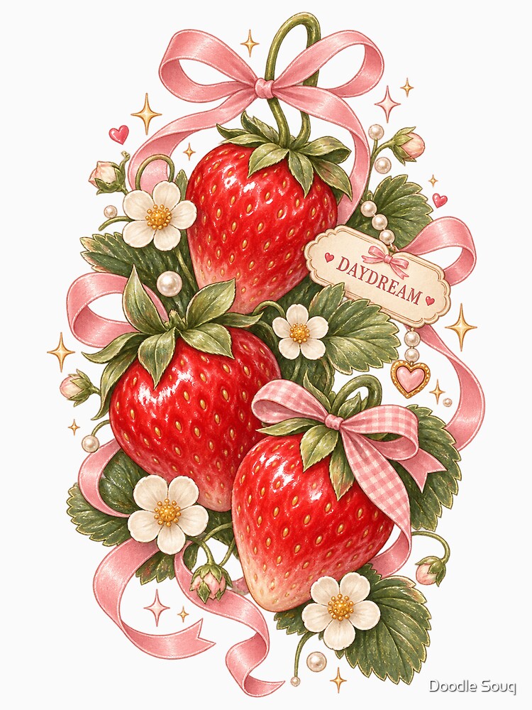 Strawberry Daydream Cute Aesthetic by Doodle Souq